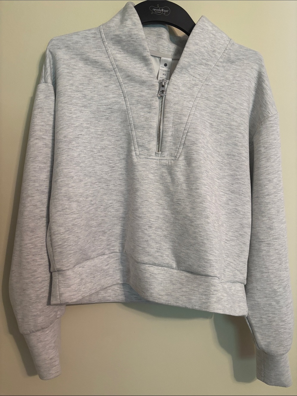 Yogalicious Light Gray Half-Zip Turtleneck Sweatshirt